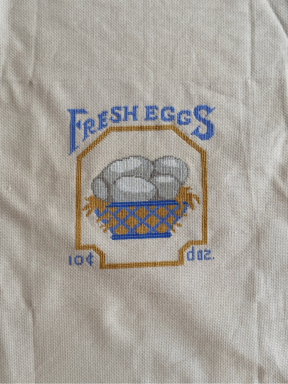 New Fresh Eggs Cross-Stitch Panel - Blue & Gold